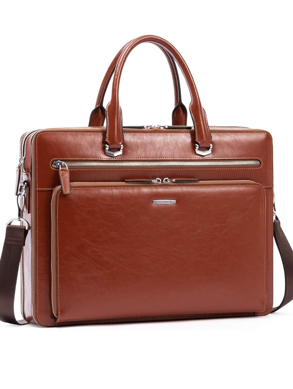 BOSTANTEN Briefcases Messenger Bag Genuine Leather Laptop Bag 15.6 inch